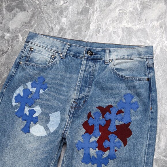 Chrome Heart Leather Patch Jeans - Picture 5 of 10